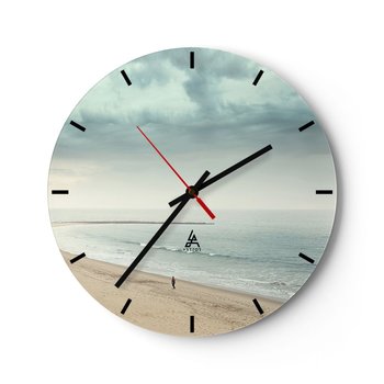 Zegar ścienny - w poszukiwaniu spokoju - 40x40cm - Morze Plaża Spacer - Okrągły zegar ścienny - Nowoczeny Stylowy Zegar do salonu do kuchni - Cichy i Modny zegar - ARTTOR
