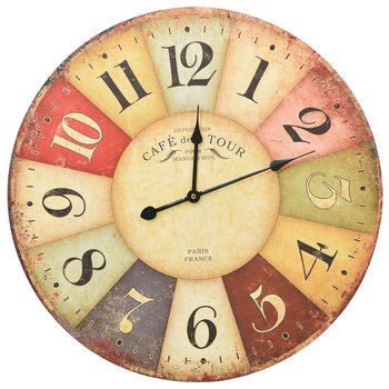 Zegar ścienny w stylu vintage, kolorowy, 60 cm - vidaXL