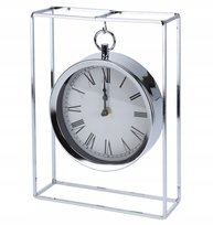 Zegar ścienny wiszący metalowy srebrny nowoczesny 18,8x25cm Koopman