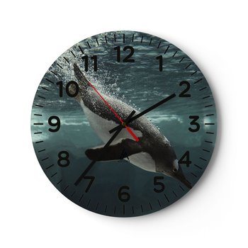 Zegar ścienny - Witaj w moim świecie - 30x30cm - Pingwin Zwierzęta Natura - Okrągły zegar ścienny - Nowoczeny Stylowy Zegar do salonu do kuchni - Cichy i Modny zegar - ARTTOR