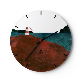 Zegar ścienny - Wpatrzona w morze - 40x40cm - Latarnia Morska Nowoczesny Góry - Okrągły zegar ścienny - Nowoczeny Stylowy Zegar do salonu do kuchni - Cichy i Modny zegar - ARTTOR