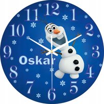 Zegar Ścienny z Imieniem Dziecka Kraina Lodu Olaf