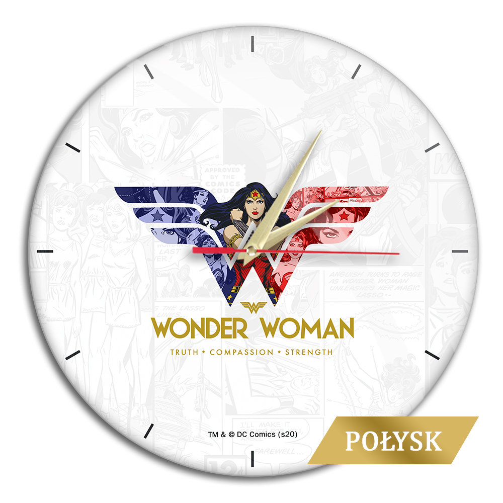 Zdjęcia - Zegar ścienny Wonder  Z Połyskiem  Woman 001 DC Biały 