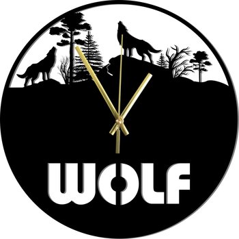 Zegar Ścienny z Wilkiem Wilk w blaski Księżyca 45 cm - DrewnianyDecor
