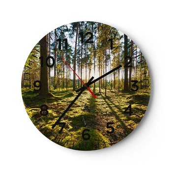 Zegar ścienny - …Za siedmioma lasami - 30x30cm - Krajobraz Las Natura - Okrągły zegar ścienny - Nowoczeny Stylowy Zegar do salonu do kuchni - Cichy i Modny zegar - ARTTOR