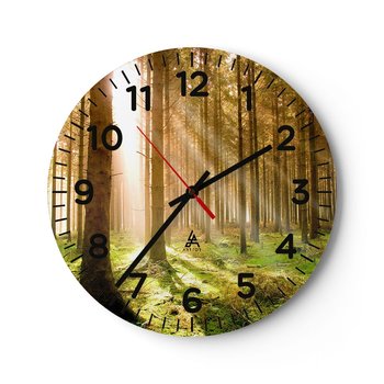 Zegar ścienny - Zaraz pojawią się elfy - 30x30cm - Las Promienie Słońca Natura - Okrągły zegar ścienny - Nowoczeny Stylowy Zegar do salonu do kuchni - Cichy i Modny zegar - ARTTOR