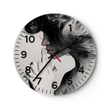 Zegar ścienny - Zasłuchana w sobie - 30x30cm - Kobieta Modelka Twarz Kobiety - Okrągły zegar ścienny - Nowoczeny Stylowy Zegar do salonu do kuchni - Cichy i Modny zegar - ARTTOR