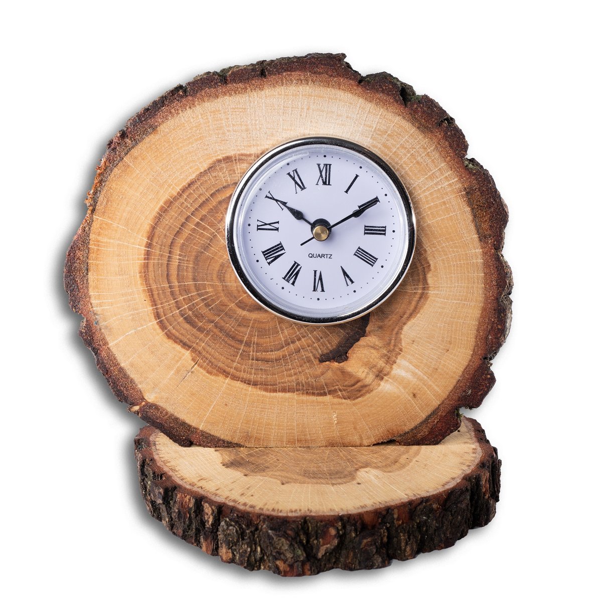 Фото - Настінний годинник KORA Zegar Stojący Na Kominek Dębowy Z Korą Olejowany Drewno Dębowe Naturalny R 