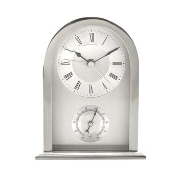 Zegar Stojący Srebrny Metalowy Z Termometrem Klasyczny - Inny producent
