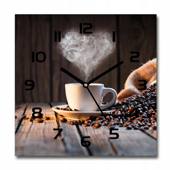 Zegar szklany na ścianę z cichym mechanizmem - Filiżanka kawy 30x30 cm - Inny producent