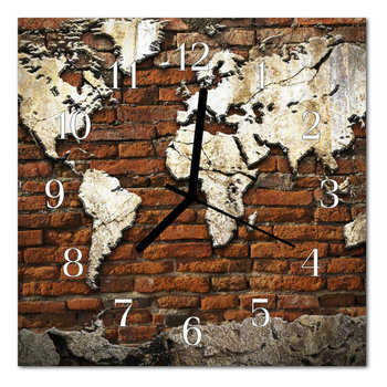 Zegar szklany ścienny Cichy Kontynenty Mapa - Tulup