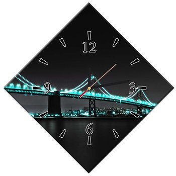 Zegar Turkusowe światełka na moście, 42x42cm - ZeSmakiem