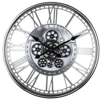 Zegar wiszący metal szkło srebrny 54 cm - ART-POL