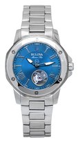 Zegarek Bulova Marine Star Stainless Steel Open Heart Blue Dial Automatic 98L317 100M Women's Watch Bulova