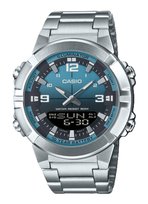 Zegarek Casio Analog Digital Combination Stainless Steel Light Blue Dial Quartz AMW-870DA-2A2V Men's Watch Casio