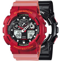 Zegarek Casio G-Shock SET GA-100-1A4ER + BEZEL 10441433 + PASEK 10498150 20BAR Casio