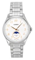 Zegarek Casio Standard Analog Moon Phase Stainless Steel White Dial Quartz MTP-M110D-7AV Men's Watch Casio