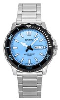 Zegarek Casio Standard Analog Stainless Steel Aqua Blue Dial Quartz MTD-125D-2A3V 100M Men's Watch Casio
