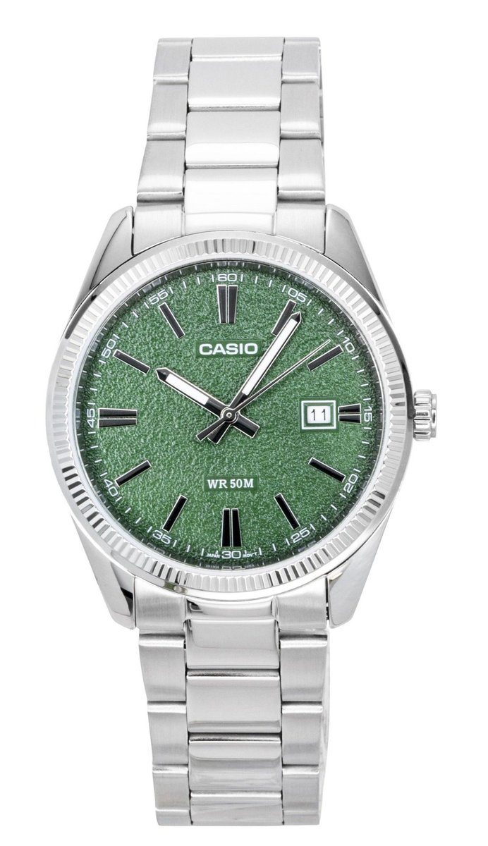 Casio Zegarek Casio Standard Analog Stainless Steel Green Dial Quartz MTP-1302DA-3AV Men's Watch