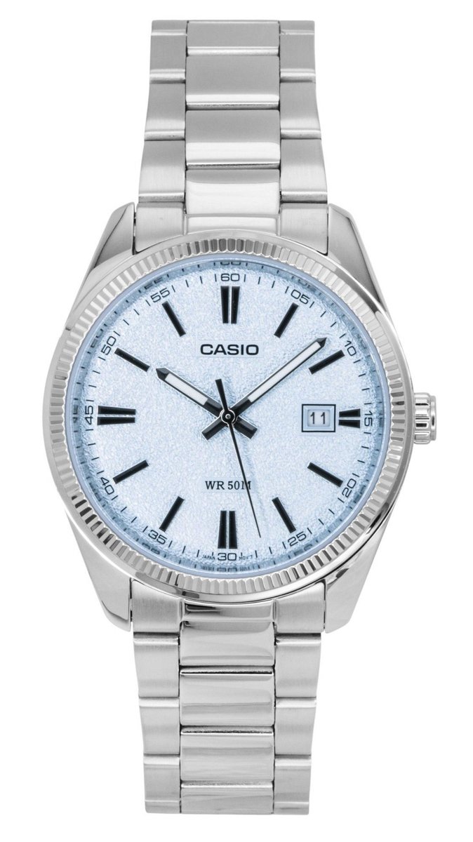 Casio Zegarek Casio Standard Analog Stainless Steel Light Blue Dial Quartz MTP-1302DA-2A2V Men's Watch