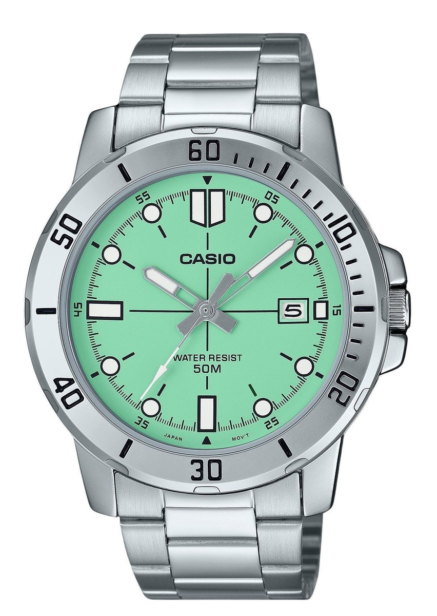 Casio Zegarek Casio Standard Analog Stainless Steel Mint Green Dial Quartz MTP-VD01D-3E1V Men's Watch