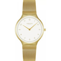 Zegarek Damski Obaku Denmark V306LXGWMG złoty Obaku Denmark