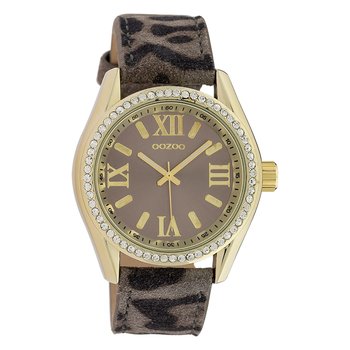 Zegarek damski Oozoo Timepieces Analog Skóra jasnobrązowy czarny UOC10225 - Oozoo