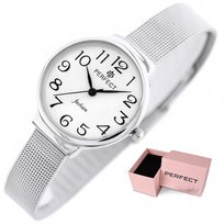 Zegarek damski Perfect RITA +BOX +GRAWER cyfry czytelny klasyczny mesh PERFECT