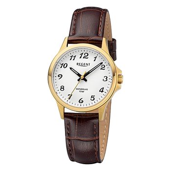 Zegarek damski Regent analogowy skórzany pasek brązowy URF1458 - Regent