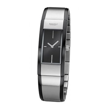 Zegarek damski Regent metalowa bransoletka GM-2101 metalowy pasek zegarek analogowy czarny srebrny URGM2101 - Regent