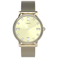 Zegarek Damski Timex Tw2W19300 Cyrkonie Złoty Timex