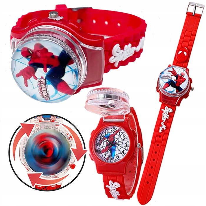 Zegarek Dzieci cy Ch opi cy Obrotowy Z Klapk Spiderman Dla Dziecka 