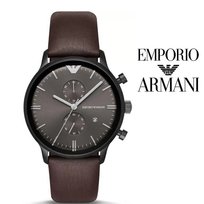 Zegarek - Emporio Armani - AR1828 - Kwarcowy - Analogowy - Czarny Skórzany Inna marka