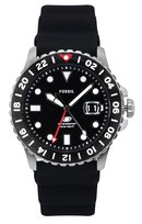 Zegarek Fossil Blue GMT Silicone Strap Black Dial Quartz FS6036 100M Men's Watch FOSSIL