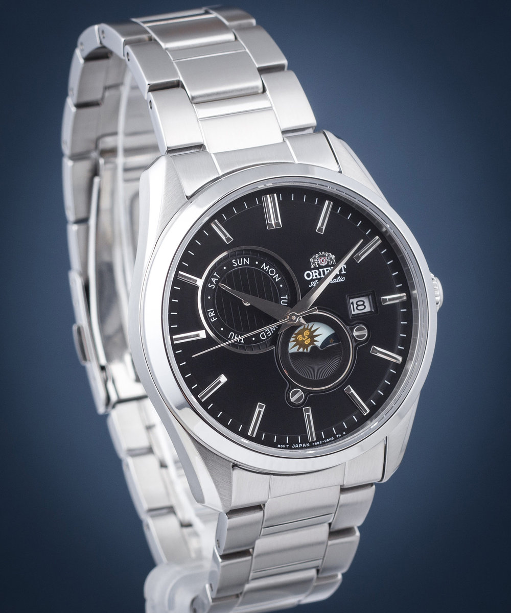 Orologio ORIENT Contemporary Sun and Moon - 3 sfere Meccanico da Maschio in Acciaio INOX - RA-AK0308L10B