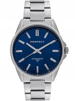 Zegarek męski PERFECT LARRY efektowna niebieska tarcza - Z GRAWEREM PERFECT