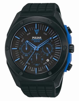 Zegarek męski PULSAR Chronograph, PT3465X1, czarno-niebieski - Pulsar