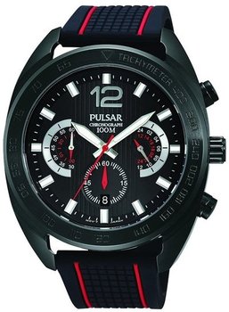 Zegarek męski PULSAR Chronograph, PT3675X1, czarno-czerwony - Pulsar
