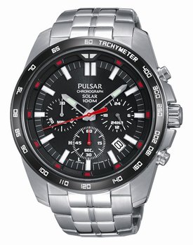 Zegarek męski PULSAR Chronograph Solar, PZ5005X1, srebrno-czarny - Pulsar
