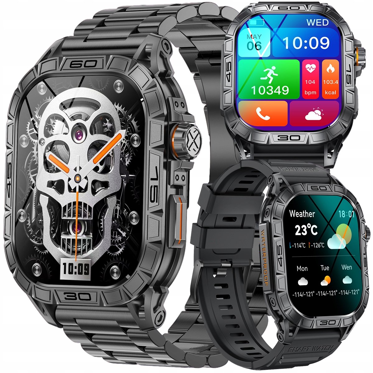 Zdjęcia - Smartwatche Smart Watch ZEGAREK MĘSKI SMARTWATCH ROZMOWY PULS SPORTOWY CZARNY AMOLED POLSKIE MENU 