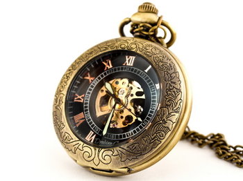 Zegarek na łańcuszku Elegancja w Brązie Fluor, złoty - Drobiny Czasu