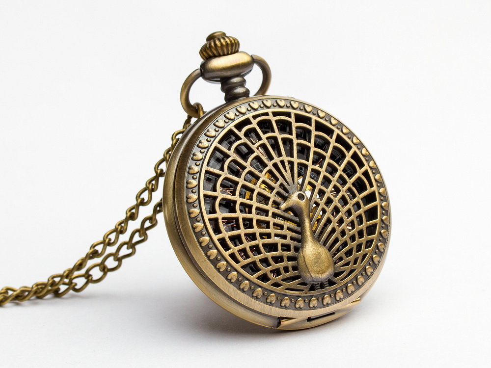 Zdjęcia - Zegarek Drobiny Czasu  na łańcuszku Peacock, złoty 