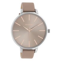 Zegarek na rękę Oozoo różowo-szara skóra C10711 Damski analogowy zegarek kwarcowy Timepieces UOC10711 Oozoo