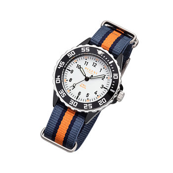 Zegarek na rękę Regent niebieski pomarańczowy F-1206 analogowy zegarek kwarcowy dla dzieci i młodzieży URBA385 - Regent