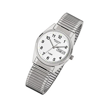 Zegarek na rękę Regent srebrny F-292 męski analogowy zegarek kwarcowy URF292 - Regent