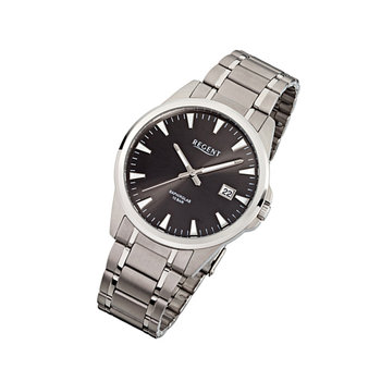 Zegarek na rękę Regent srebrny F-924 męski analogowy tytanowy zegarek URF924 - Regent