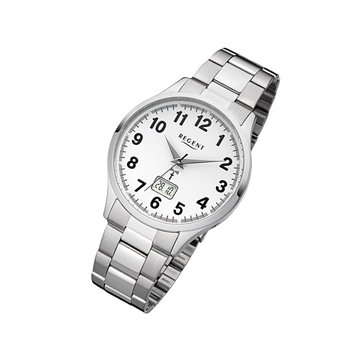 Zegarek na rękę Regent srebrny FR-230 męski analogowo-cyfrowy zegarek sterowany radiowo URFR230 - Regent