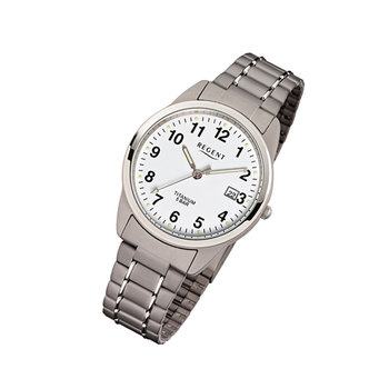 Zegarek na rękę Regent szaro-srebrny męski analogowy tytanowy zegarek F-432 URF432 - Regent