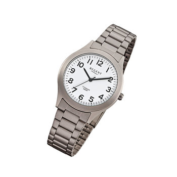 Zegarek na rękę Regent szaro-srebrny męski analogowy tytanowy zegarek F-837 ​​URF837 - Regent