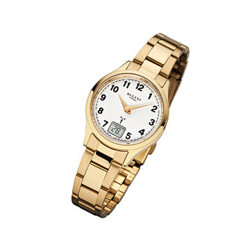 Zegarek na rękę Regent złoty FR-195 damski analogowo-cyfrowy zegarek sterowany radiowo URFR195 - Regent
